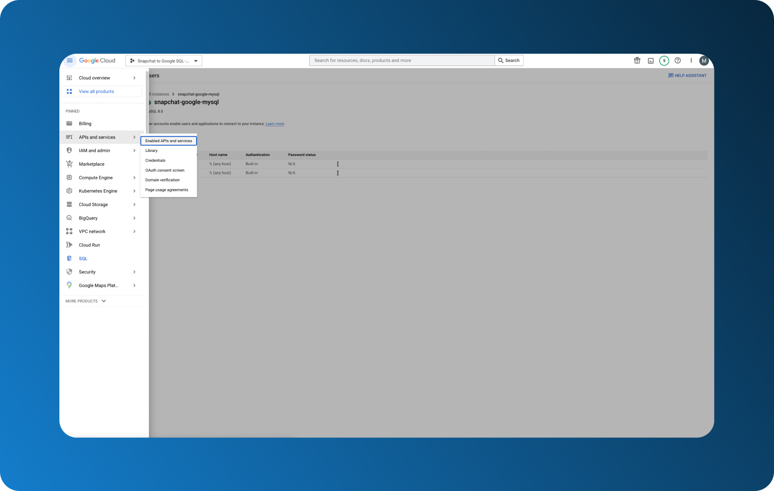 2a Enable Cloud SQL Admin API