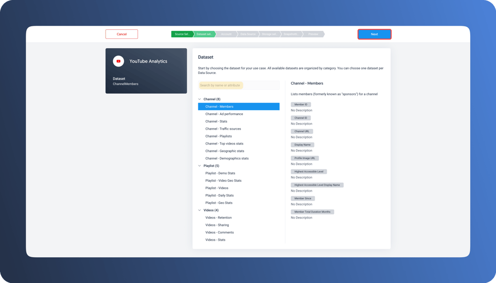 Youtube Analytics metrics and attributes