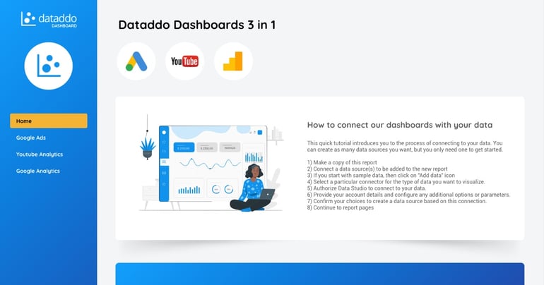 Dataddo Google Data Studio Dashboard - 3in1