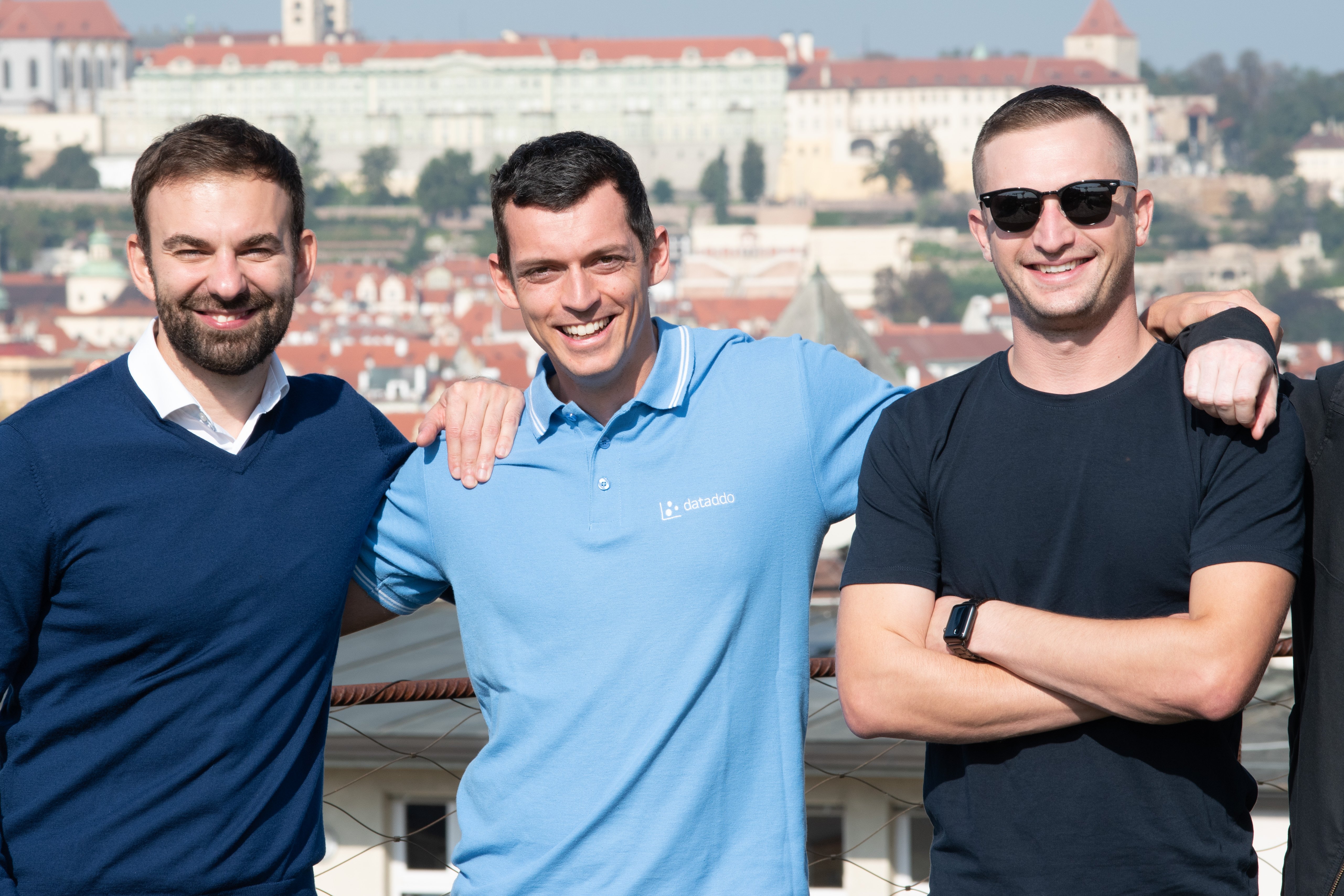 Photo of Tom with Dataddo founders, Petr Nemeth and Joel Thom