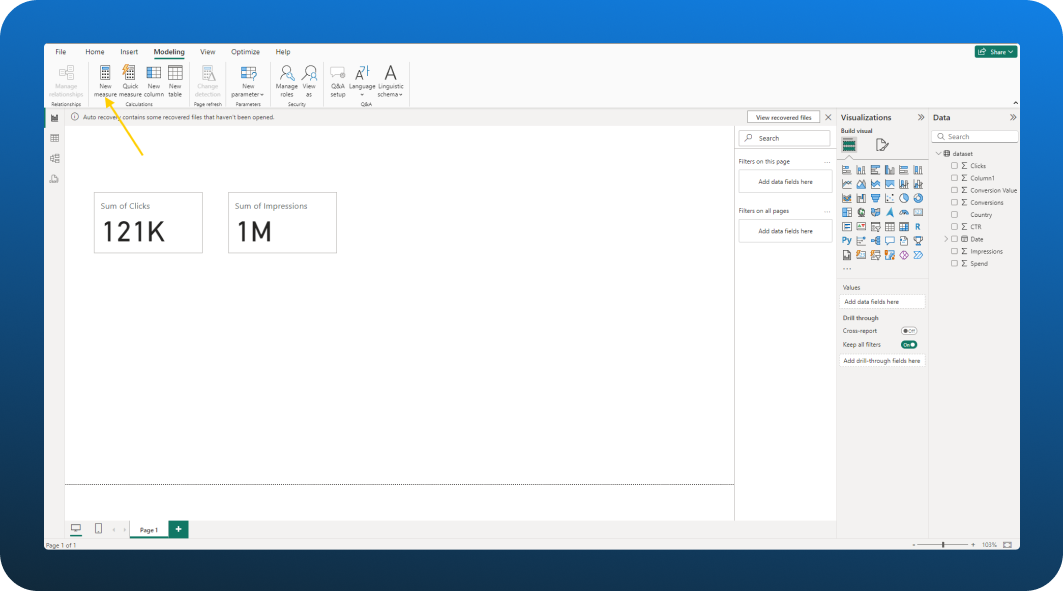 Creating a new measure in Power BI