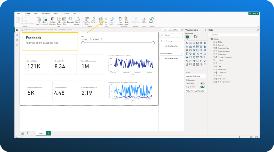 Adding a title to a Power BI dashboard