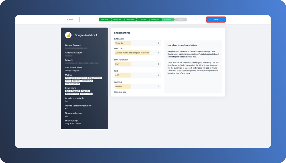 Configure your snapshotting preferences