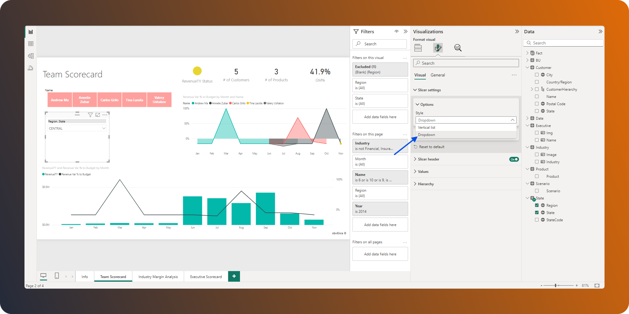 Creating a dropdown on the slicer