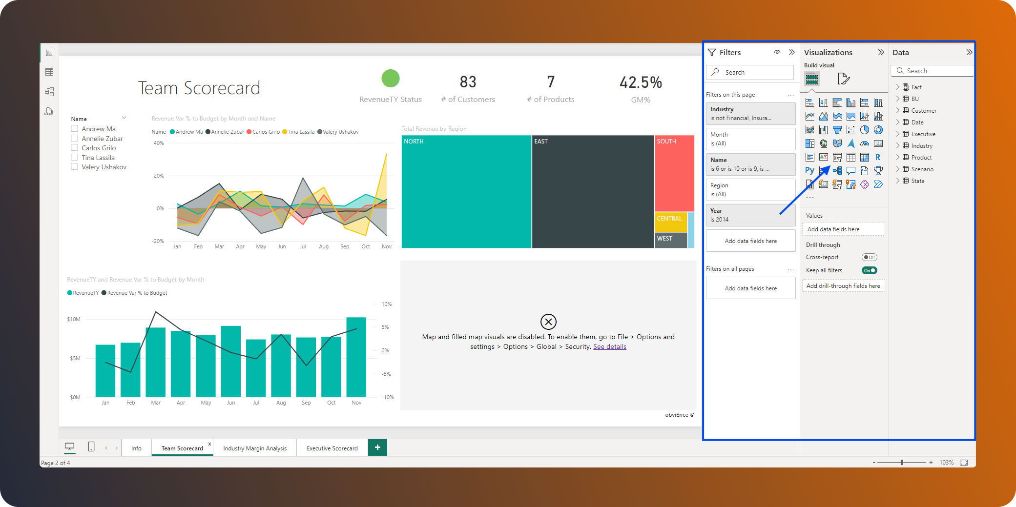 Creating a slicer from the Build Visual section in Power BI