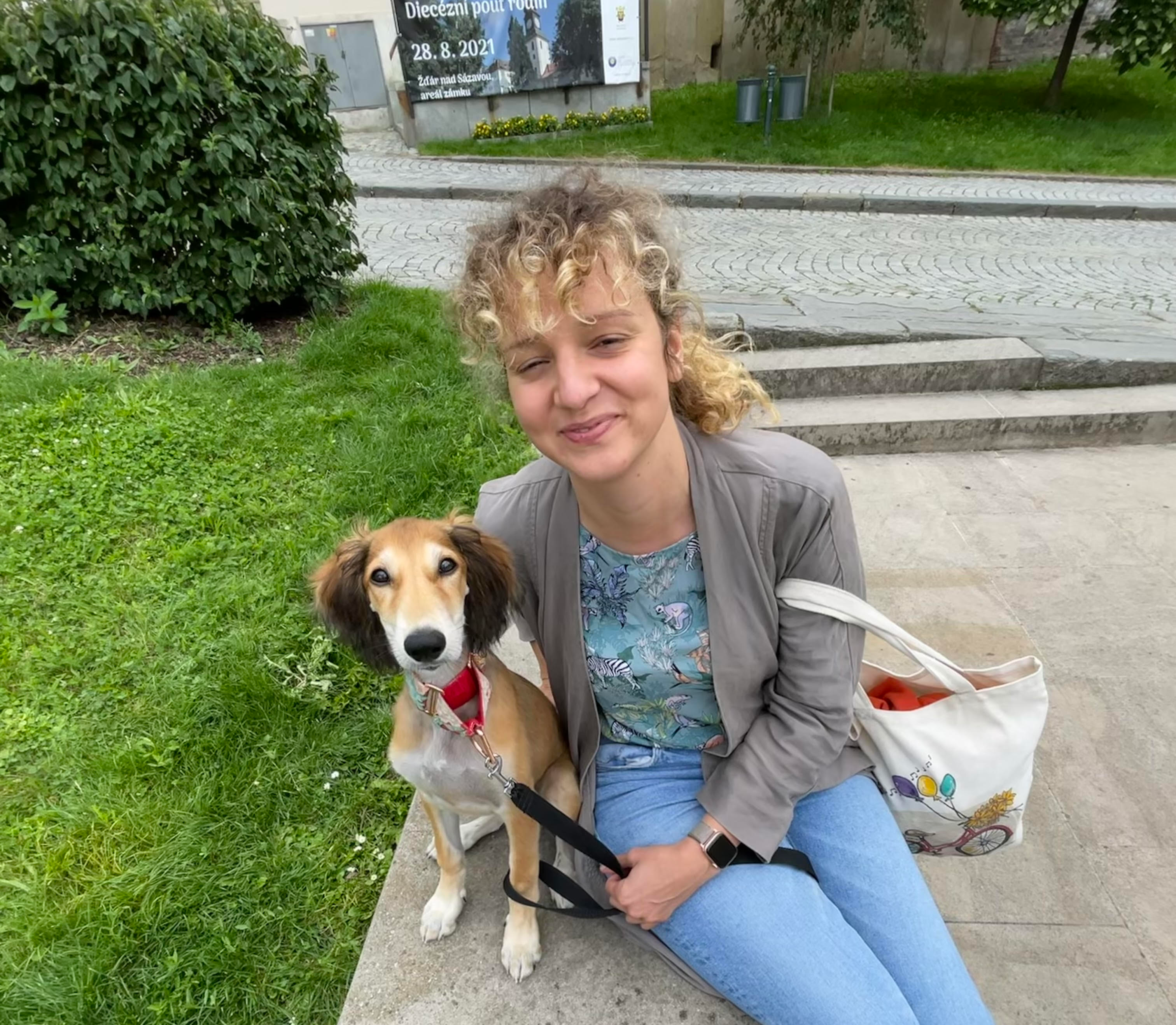 Photo of Zuzka with her dog
